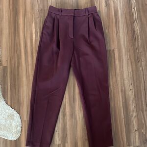 Aritzia Babaton Burgundy Pleated Trousers